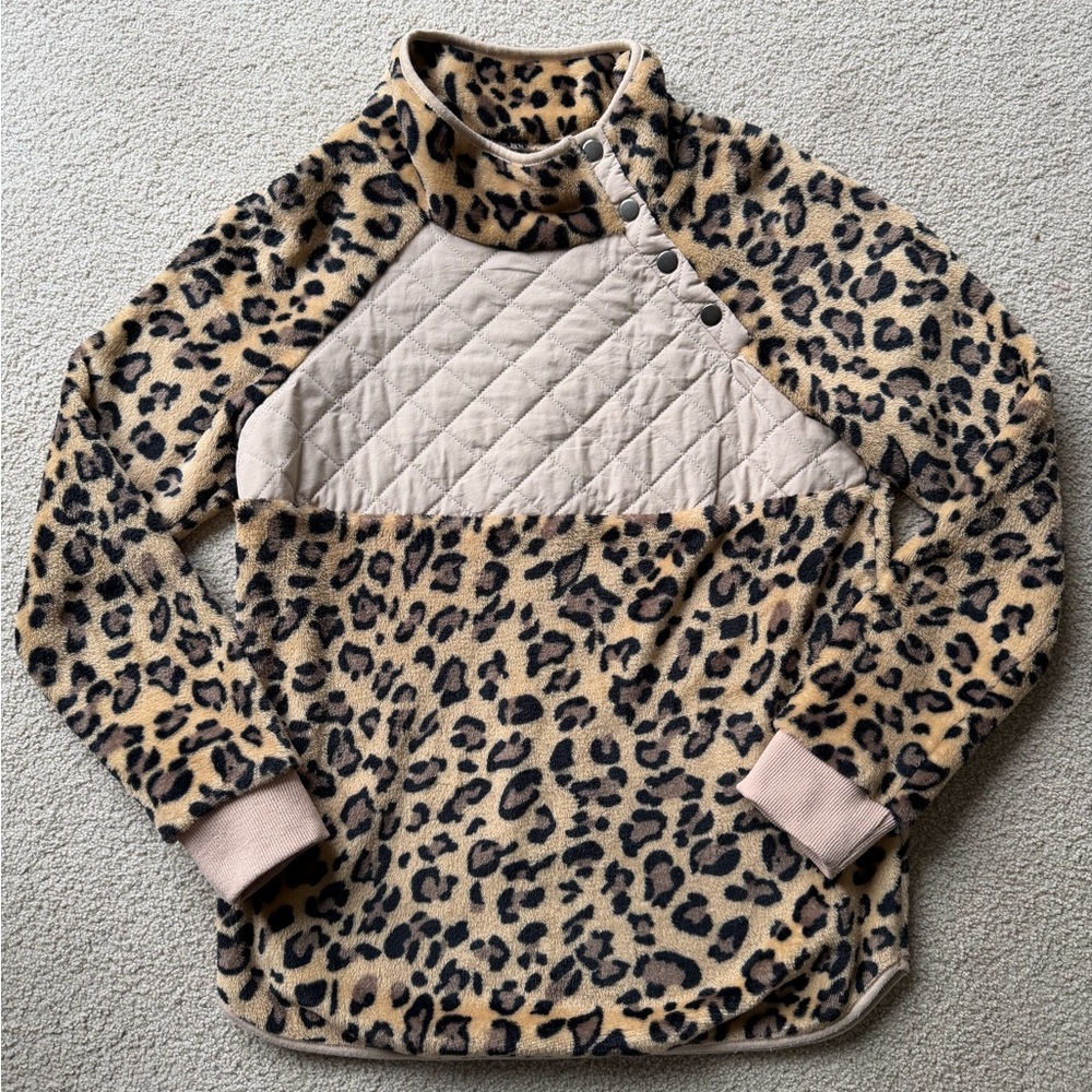 Leopard Print Fleece Pullover - image 1